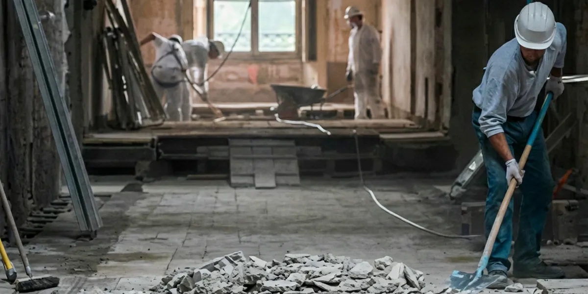 fire damage restoration professionals performing structural cleanup and restoration after a fire in Orange, CA