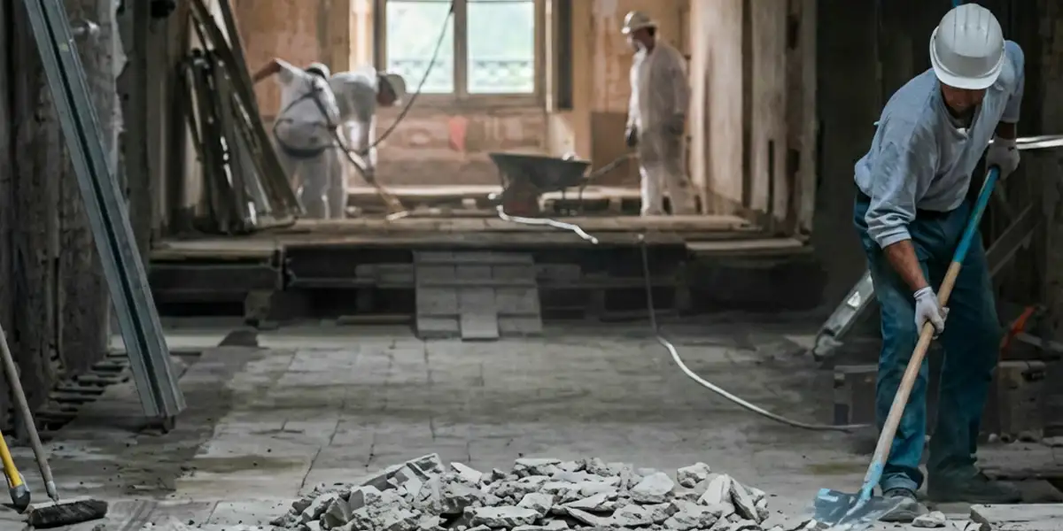 fire damage restoration professionals performing structural cleanup and restoration after a fire in Orange, CA