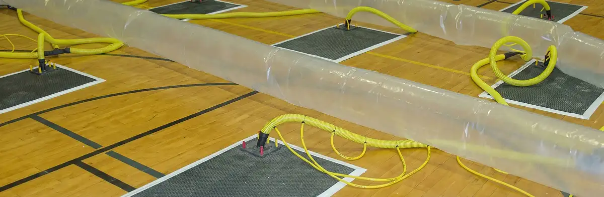 water clean up drying system set up to remove moisture and prevent further damage in Orange, CA